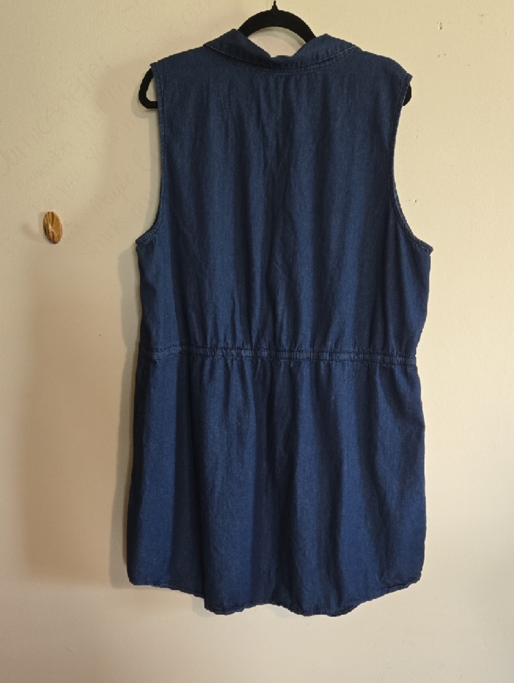 DR19 New Look Dark Blue Midi Shirt Dress Sz 2X Drawstring Waist Sleeveless - Picture 5 of 10